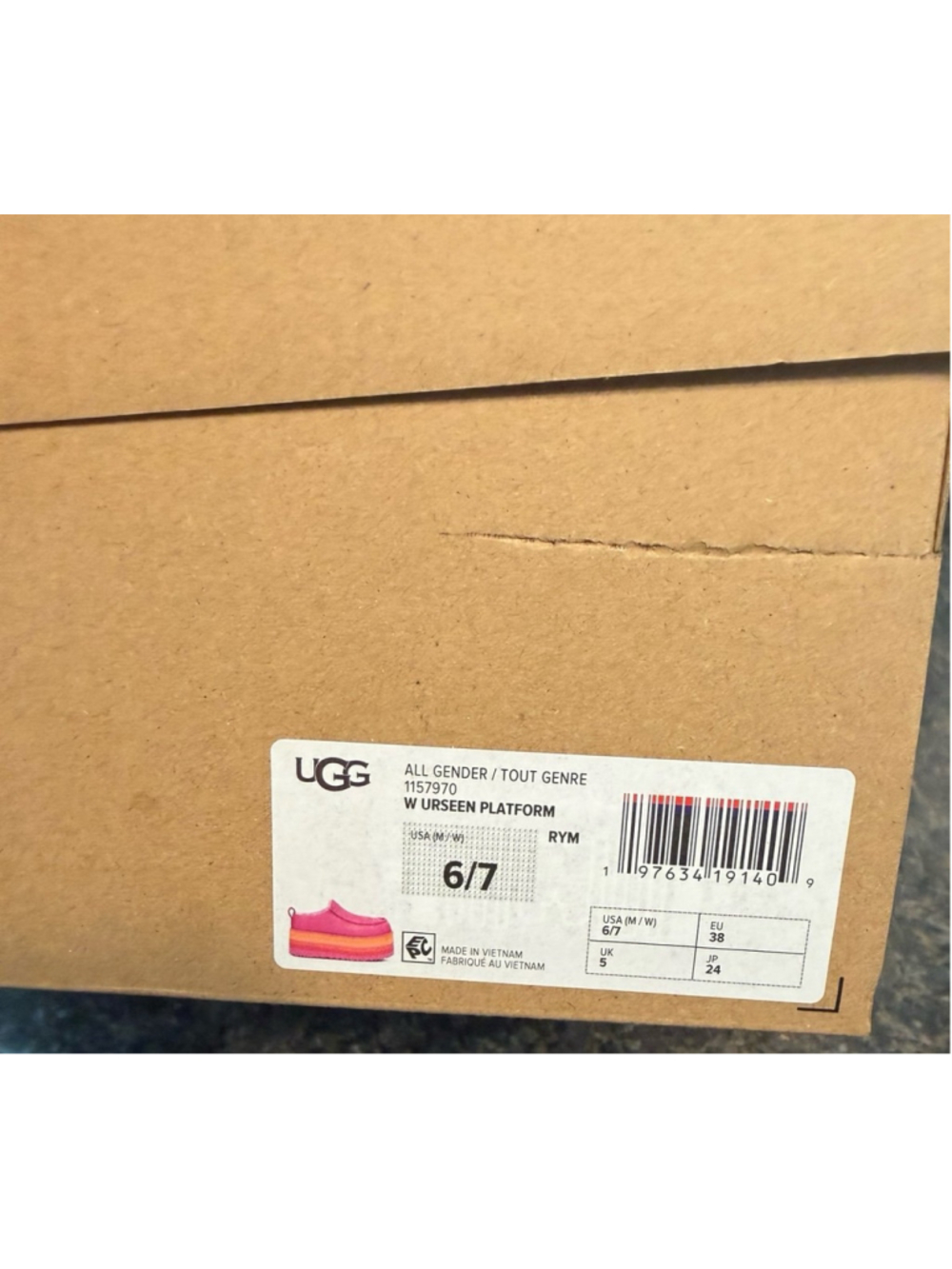 New UGG Women's URSEEN Platform Shoes in Raspberry Multi - Picture 9 of 9